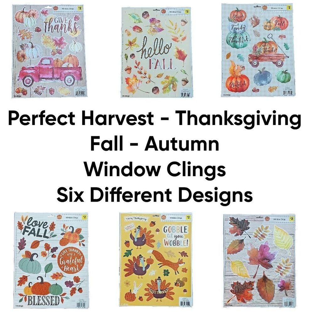 Perfect Harvest Window Clings Thanksgiving Fall Autumn Six Different Designs